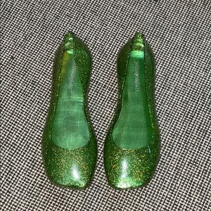 Jeffrey Campbell Green Glitter Flats